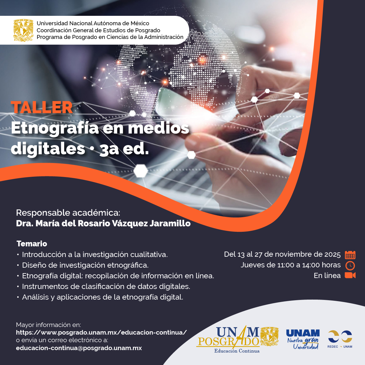 🌐 Las redes no solo conectan personas… también crean culturas, discursos y comunidades.
📊 Conoce cómo la etnografía digital te ayuda a explorarlas con rigor y sensibilidad.
🎓 ¡Amplía tu mirada investigadora en entornos digitales!