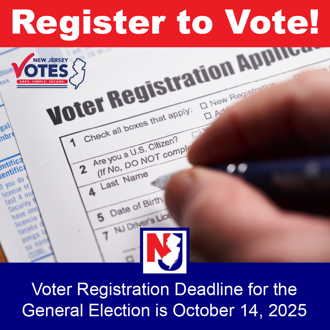 Tomorrow is the LAST DAY to register to vote in the 2025 General Election, New Jersey!

🗳️ To check your registration status and register to vote, visit: Vote.NJ.Gov
