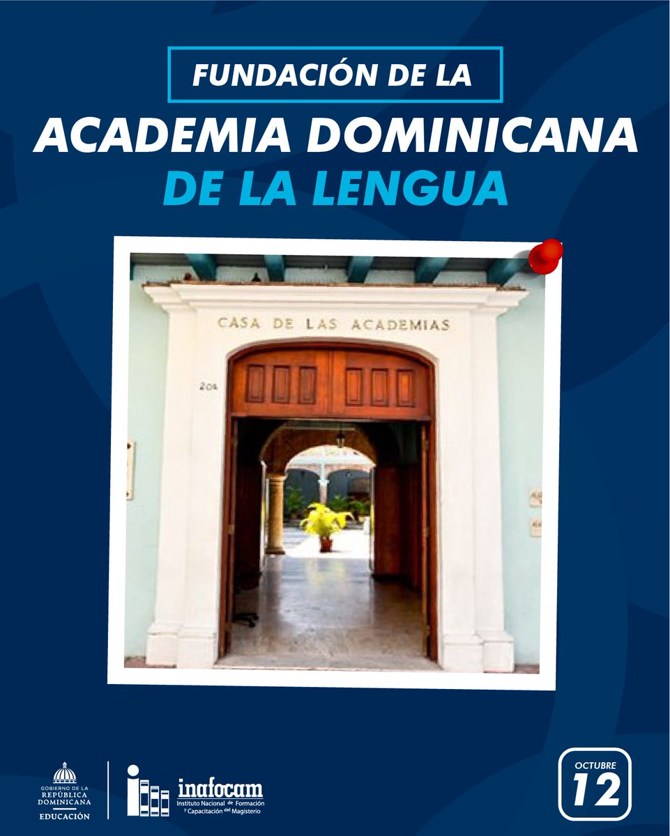 Conmemoramos la fundación de la Academia Dominicana de la Lengua, institución dedicada a preservar y enriquecer nuestro idioma. 🇩🇴✍️

El lenguaje es identidad, cultura y educación.

#AcademiaDominicanaDeLaLengua #Inafocam