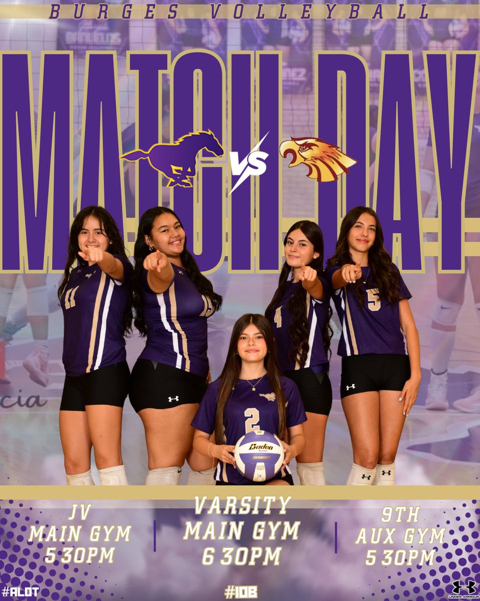 Come out and support the Lady Mustangs as they face the Andress Eagles at home! 🏐💜 #IOB #ALOT <a href="/Burges_Mustangs/">Burges_Mustangs</a> <a href="/jason_yturralde/">Jason Yturralde</a> <a href="/EPISDathletics/">EPISD ATHLETICS</a> <a href="/CMarenco08/">Christina Marenco</a>