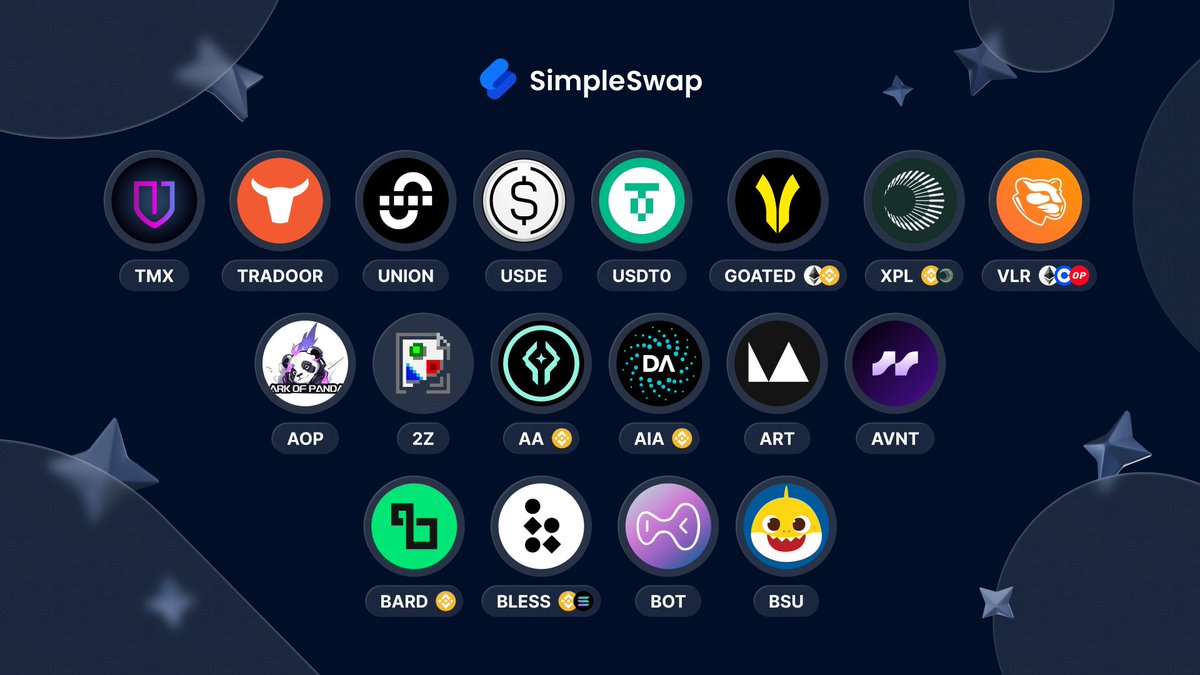 SimpleSwap_io's tweet image. 🔥 New Listings just dropped on SimpleSwap!
We’ve expanded our lineup once again – bringing you a fresh mix of tokens across DeFi, AI, gaming, and next-gen infrastructure. Whether you’re exploring new ecosystems or swapping your favorites, there’s plenty to discover. 💎
Now…