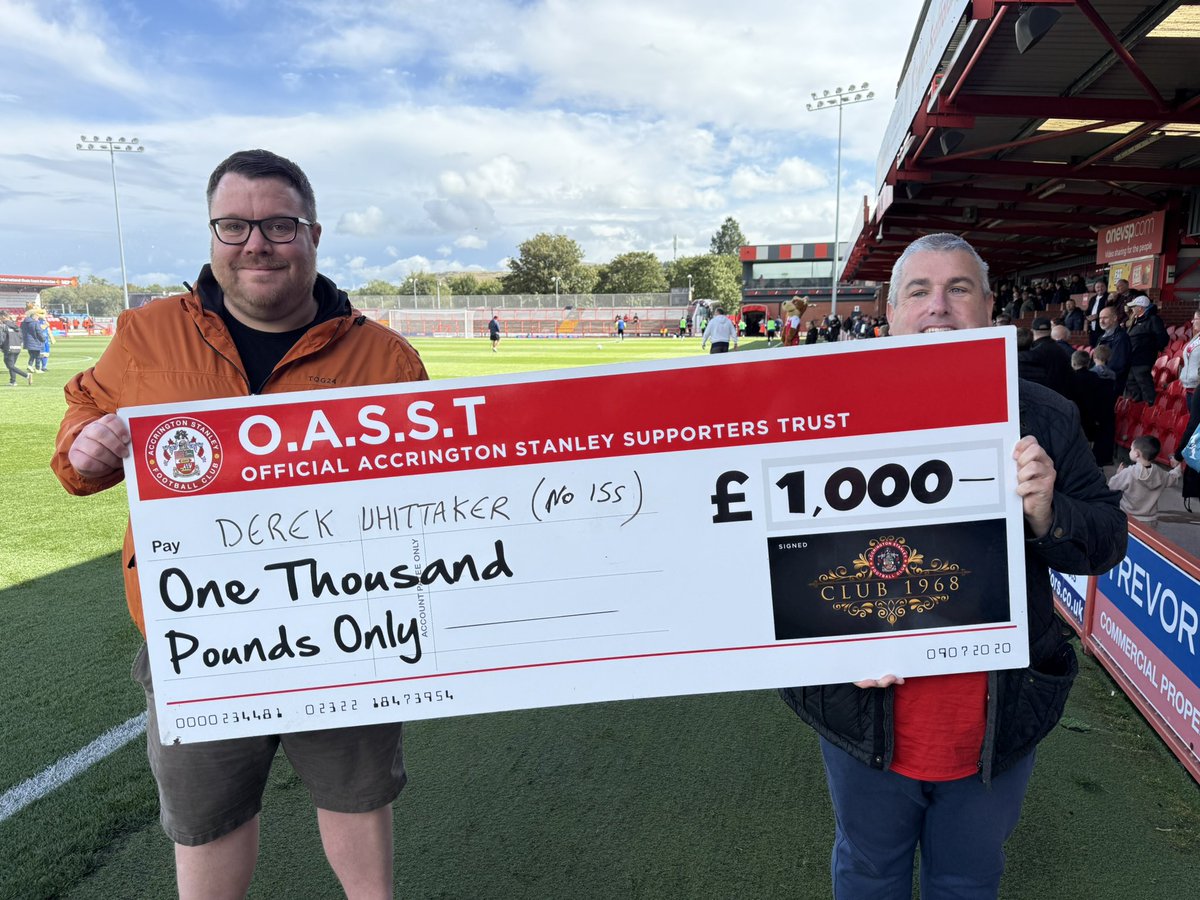 It’s your October draw tomorrow, live on the pitch at half time.
It could be you ! <a href="/officalassc1/">@officialassc</a> <a href="/ASFCofficial/">Accrington Stanley</a> <a href="/ASFCPlayers/">Past And Present ASFC</a> <a href="/AmazingAccy/">Amazing Accrington</a>