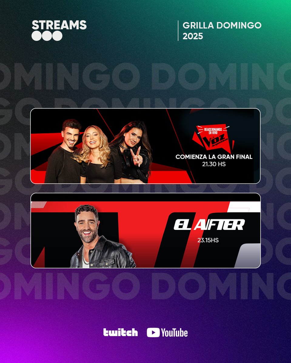 telefe's tweet image. Se vienen grandes finales y grandes comienzos 🌟

Este domingo empezamos a vivir la gran final de #LaVozArgentina en #ReactLaVoz y seguimos la emoción en #ElAfter.

Y el lunes reaccionamos en vivo al momento más esperado: conocemos al gran ganador de #LaVozArgentina 🏆 y…