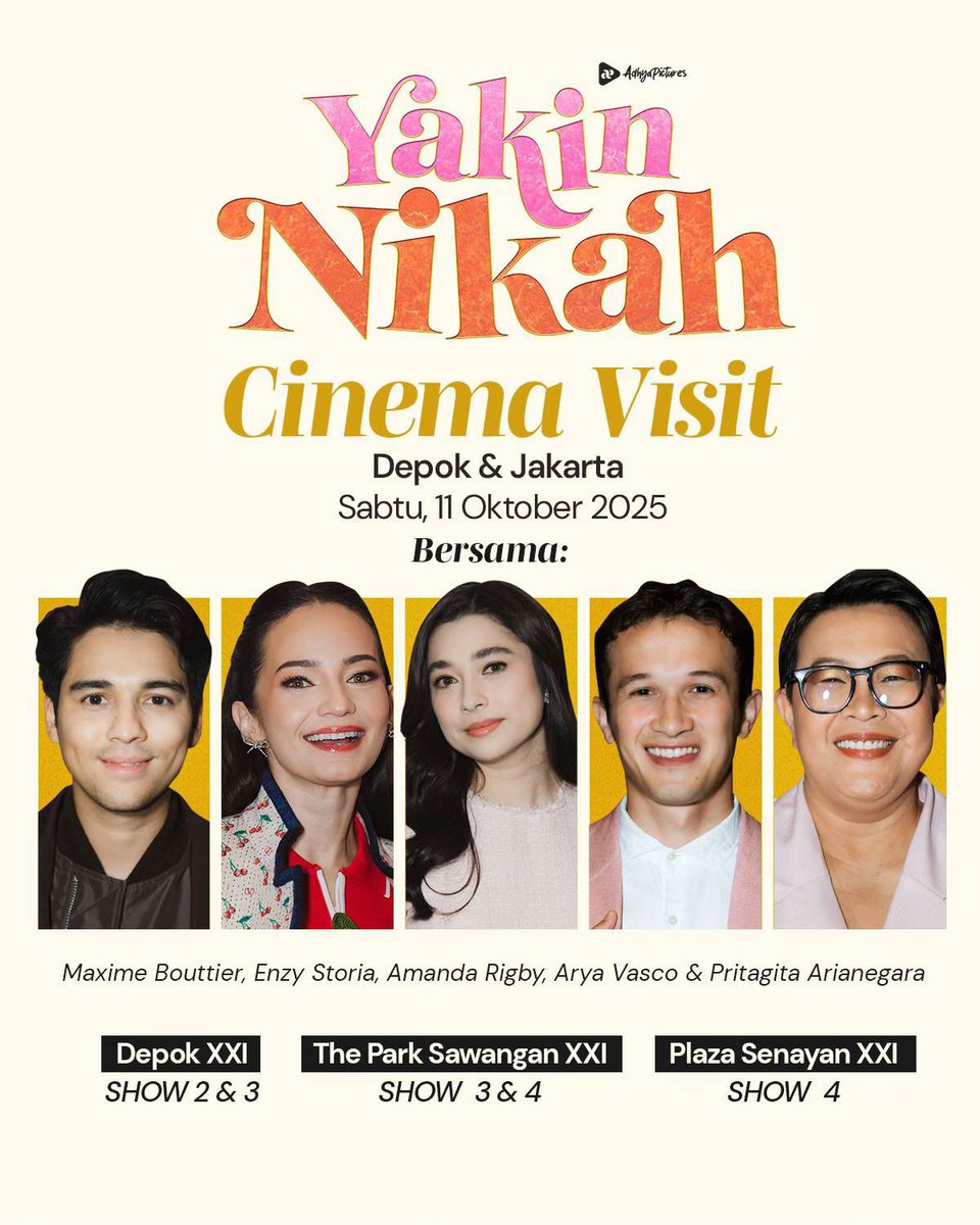 metacanny2366's tweet image. Cast-nya OTW ke Depok 😭
Yang belum beli tiket, buruan banget sebelum FOMO 🔥
@adhya_pictures #YakinNikah #depok