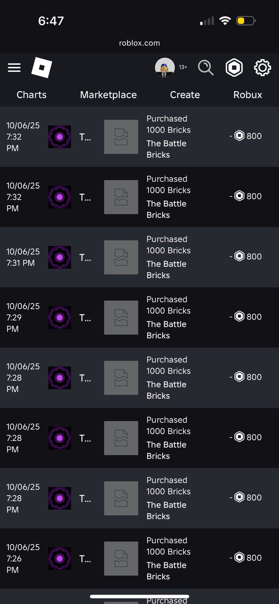 Retruoka's tweet photo. So i got so annoyed and impatient on getting the Collab Skin on Die of Death (FINALLY GOT IT) that i spent 16,000 Robux on The Battle Bricks so i could just beat everything to get to chapter 4 cause dying a lot is a pain. (10 purchases per page)

#DieOfDeath #TheBattleBricks https://t.co/Sx9JfTvCaz