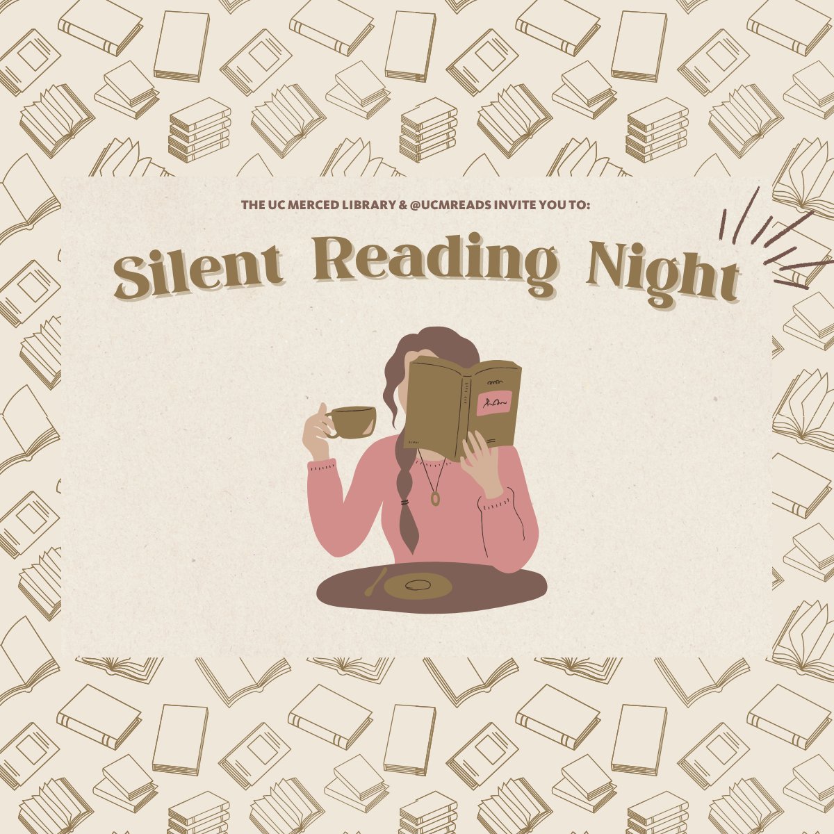 ucmercedlib's tweet image. Join us October 23 for a Silent Reading Night in the Library! From 5:30 to 7pm in KL 397. Sponsored by the Library and UCM Reads. #UCMercedLibrary #BookClub #SilentReadingNight