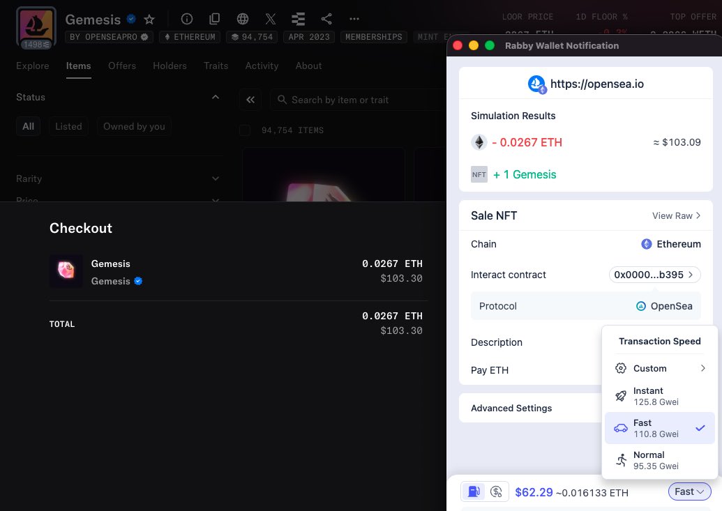 $62 to buy a $103 NFT

we keep forgetting that any reasonable amount of traffic on L1 will price out almost all economic activity