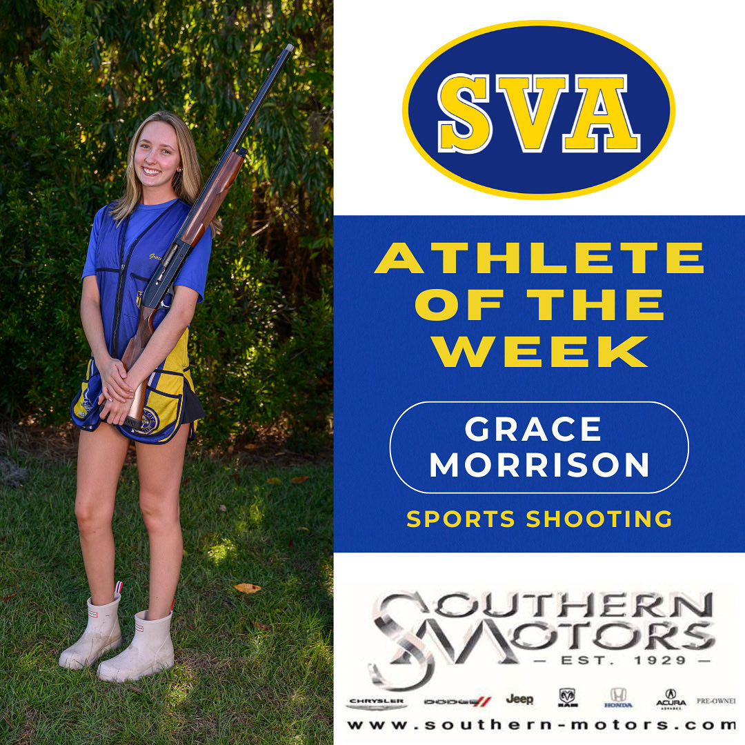 SVAAthletics's tweet image. Congratulations to last week’s Southern Motors Athlete of the Week, Grace Morrison! 🏅

Way to go, Grace ! 💙💛

#AthleteoftheWeek #SportsShooting #WomenWhoLead #SVAHey #BlueandGold #GHSA #GoSaints #SavannahGa