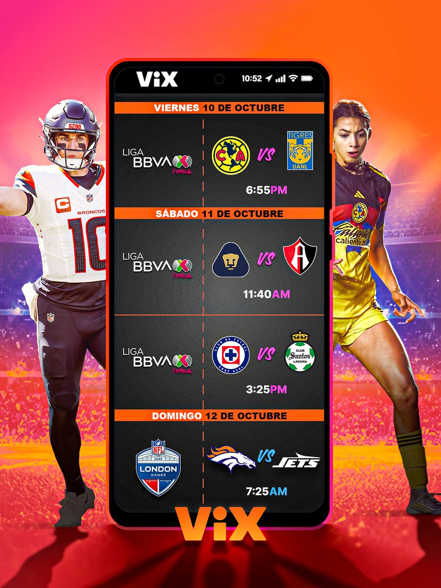 🫖🏴󠁧󠁢󠁥󠁮󠁧󠁿Preparen el té porque <a href="/VIX/">ViX</a> nos lleva de viaje hasta Londres para la #NFLEnTelevisa 📲bit.ly/3anPeBP

🔥🏈🗺️Juego internacional entre <a href="/Broncos/">Denver Broncos</a> y <a href="/nyjets/">New York Jets</a>
