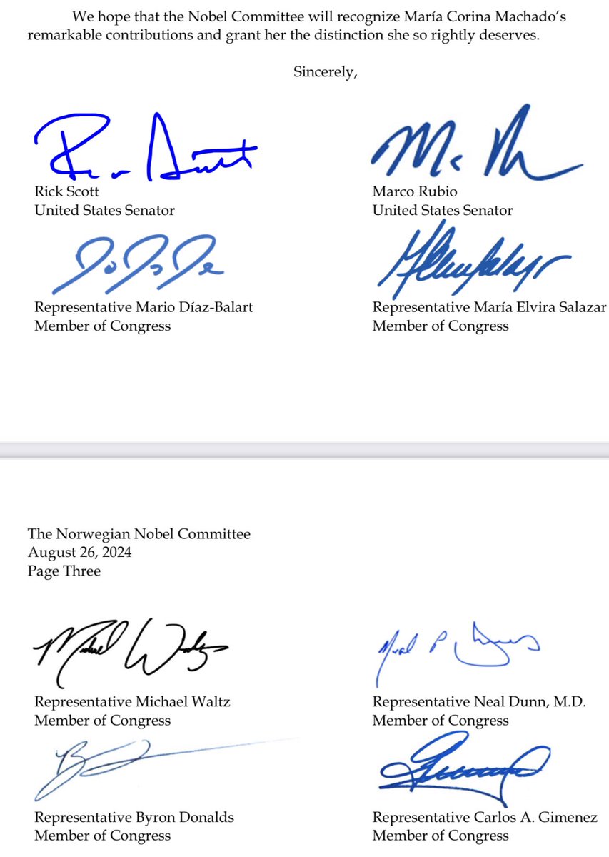 We already know that the Nobel Peace Prize is a joke. It has always been.

But this is what happens when <a href="/marcorubio/">Marco Rubio</a> has more influence than the White House in the Norwegian Committee 😅👇👇👇.

#HandsOffVenezuela 🇻🇪