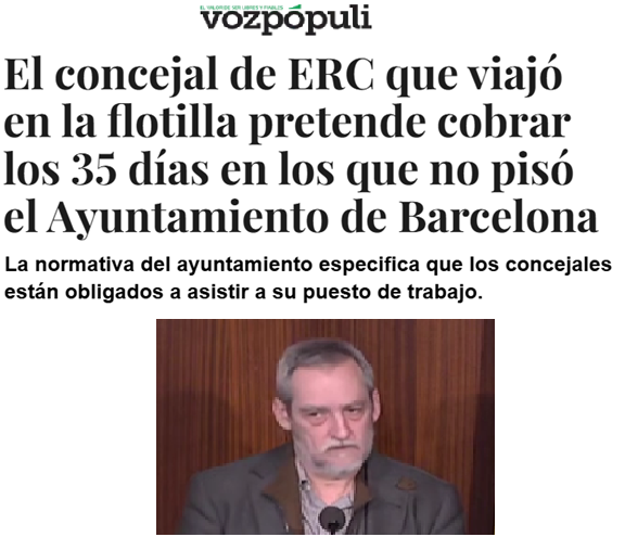 Se ausentó de su puesto de trabajo durante 35 días para irse por el Mediterráneo en un barco.

Se pasó por el forro la normativa. No pidió permiso ni excedencia.

Si cualquier trabajador hace eso, es falta muy grave y lo echan. Un político también debería pagarlo.