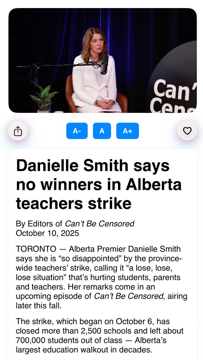 Cant Be Censored (@cantbcensored) on Twitter photo #NEW: <a href="/ABDanielleSmith/">Danielle Smith</a> on the Alberta Teachers strike & concerns over private school construction. 
<a href="/cantbcensored/">Cant Be Censored</a> #abed #abpoli 
Read the full story on our app:
apps.apple.com/ca/app/id67478… #NEW: <a href="/ABDanielleSmith/">Danielle Smith</a> on the Alberta Teachers strike & concerns over private school construction. 
<a href="/cantbcensored/">Cant Be Censored</a> #abed #abpoli 
Read the full story on our app:
apps.apple.com/ca/app/id67478…