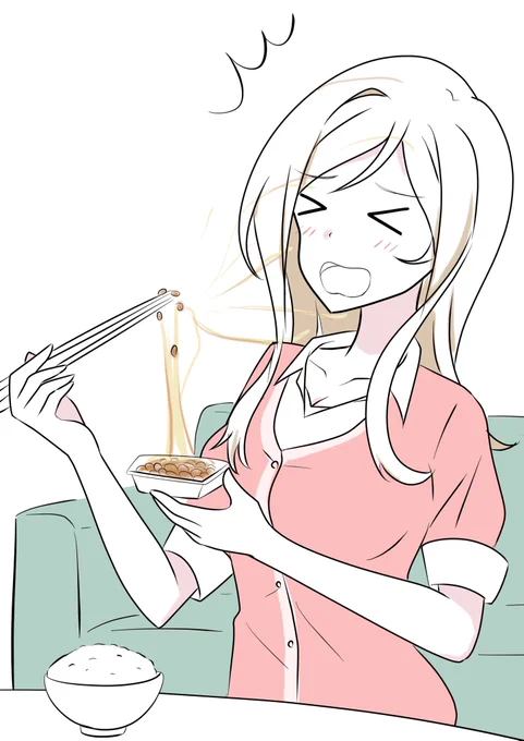 納豆のねばねばを顔面に浴びるおろかな莉緒ねえ