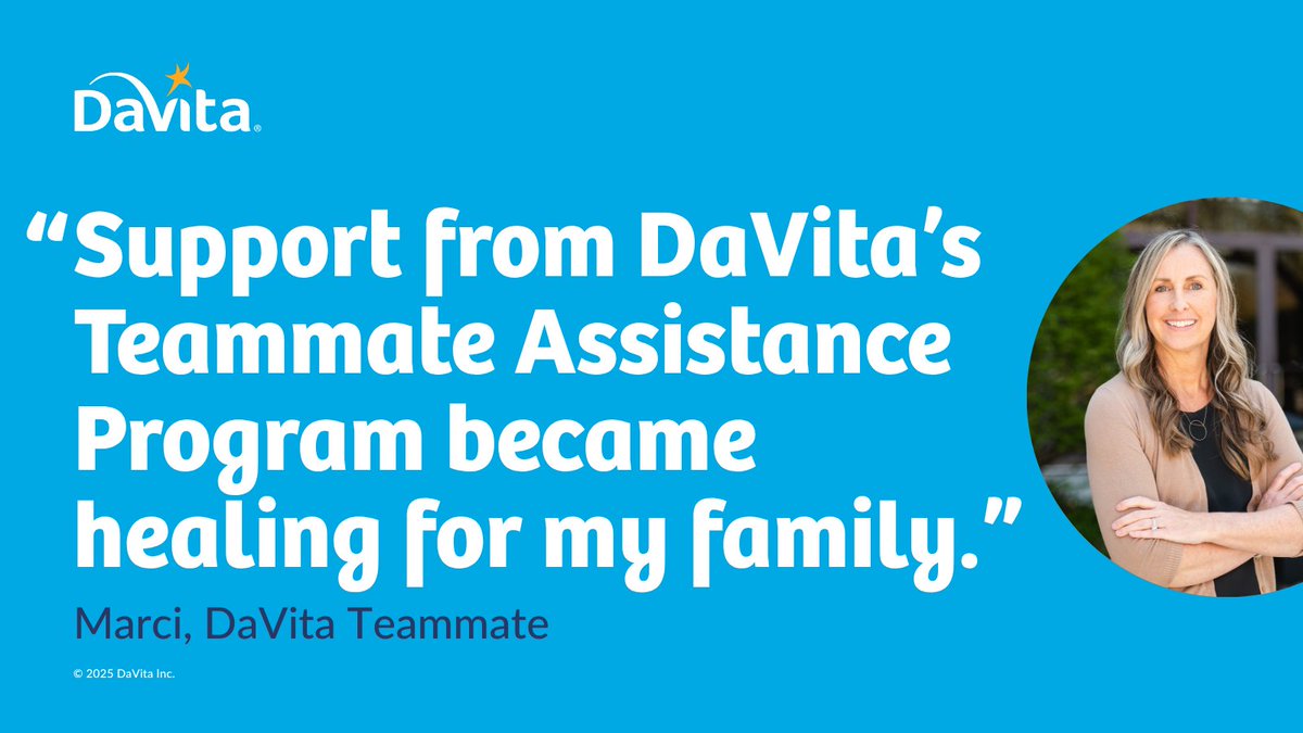 DaVita’s Teammate Assistance Program connects you and your household with licensed counselors to tackle life’s challenges — confidential and available for all. Apply today: ow.ly/YOQA50X9YWf