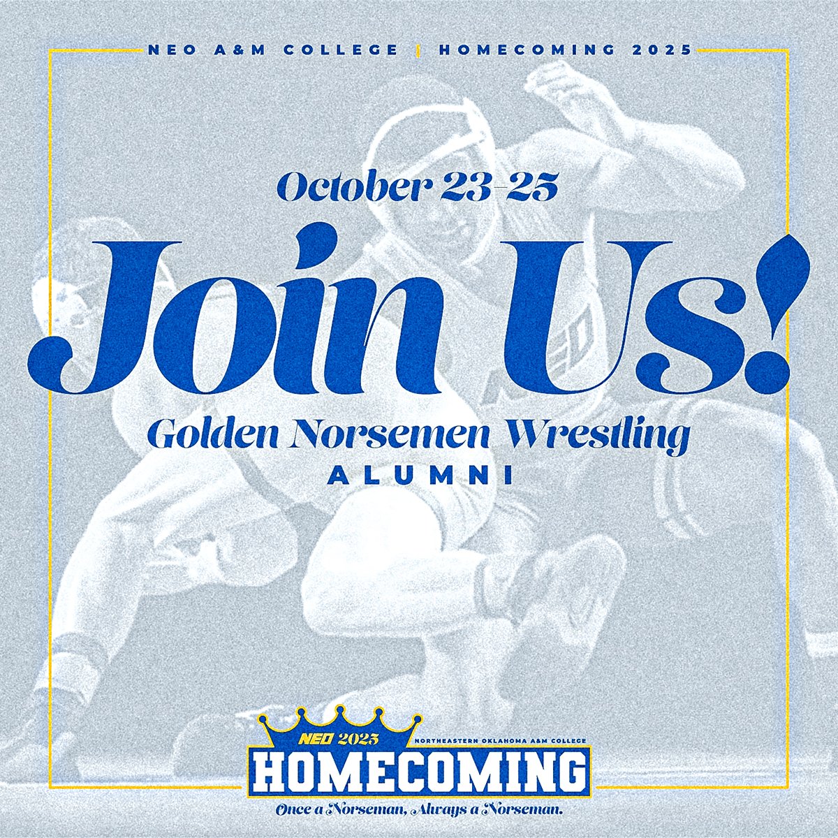 We can’t wait to welcome you “home” for NEO Homecoming 2025! Mark your calendars for Monday, October 20 - Saturday, October 25, and make plans to be part of our biggest celebrations yet.

Click link to RSVP!
neo.edu/homecoming/

<a href="/gogoneo/">NEO A&M College</a> 
<a href="/NEONorsemen/">NEO Athletics</a> 
#gogoneo