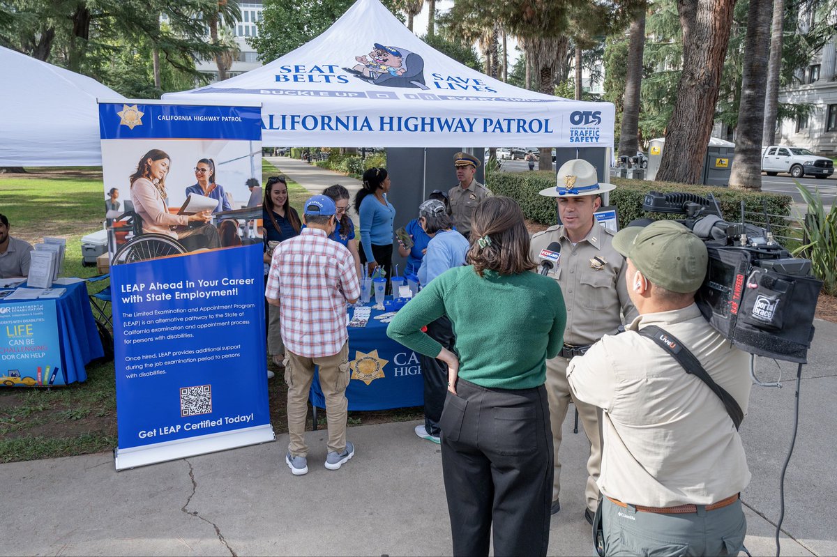 chp_capitol's tweet photo. Yesterday, October 9th, the California Highway Patrol joined state partners and community organizations at the Capitol to celebrate inclusion, accessibility, and opportunity during National Disability Employment Awareness Month. https://t.co/GQGOvg62vA