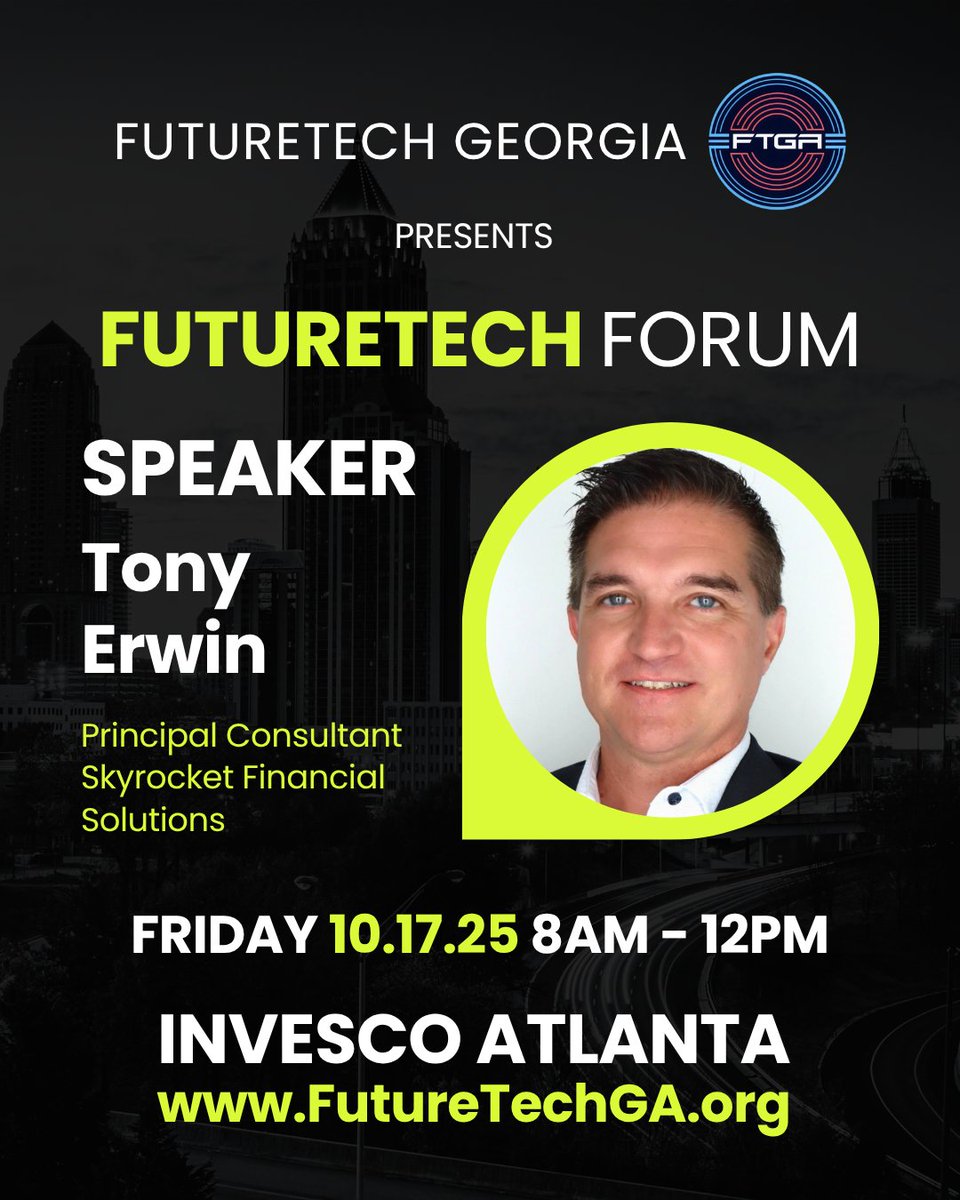 FutureTech Georgia is proud to announce our 2025 networking event:

FUTURETECH FORUM - Connect. Collaborate. Create.

8AM DOORS OPEN! - INVESCO

1331 Spring St NW, Atlanta, GA 30309

go.fsbb.io/c/ftga-events/…

linkedin.com/in/tonyjerwin