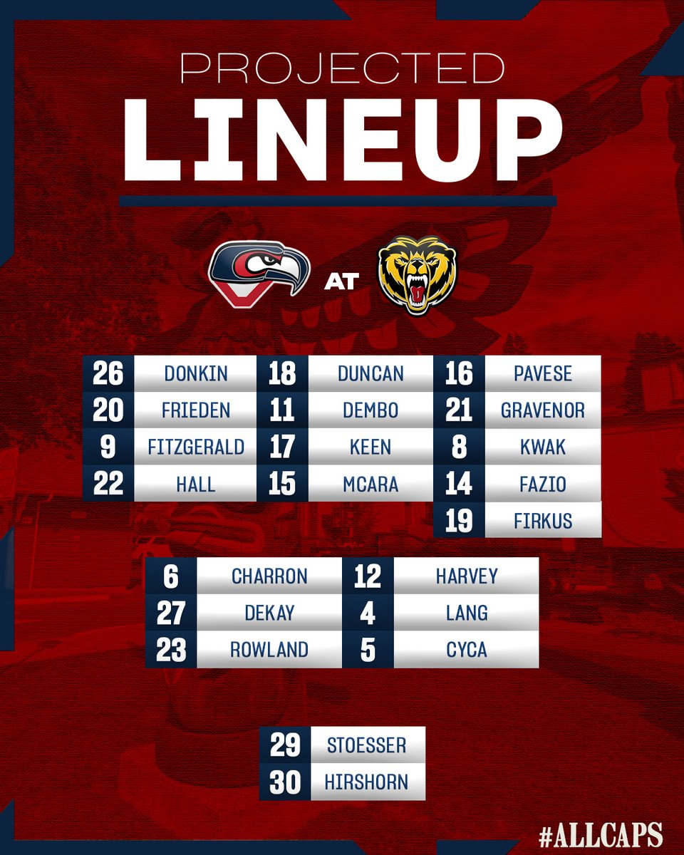 cowichancaps's tweet image. Here&apos;s how we&apos;re lining up for tonight&apos;s matchup in Victoria!

Catch the action with JP on @FloHockey &amp;amp; mixlr.com/BCHLCapitals

#BCHL #ALLCAPS