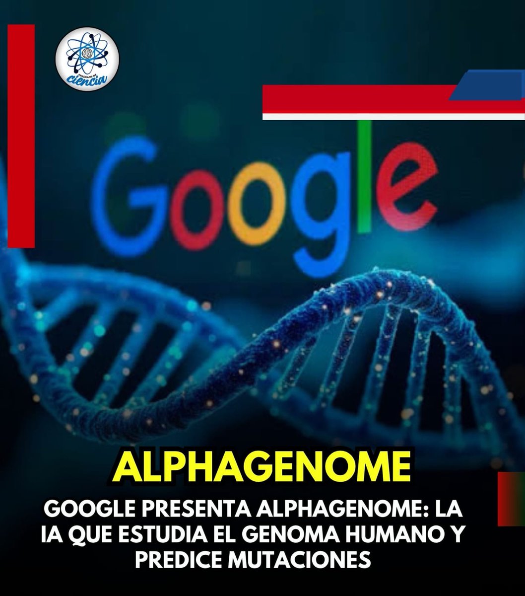 ⚠️Google sorprende al mundo con la llegada de una nueva inteligencia artificial que tiene como objetivo analizar secuencias genómicas de hasta un millón de letras o pares de bases: AlphaGenome. 

Este grandioso avance sería capaz de ayudar en la identificación de una gran
