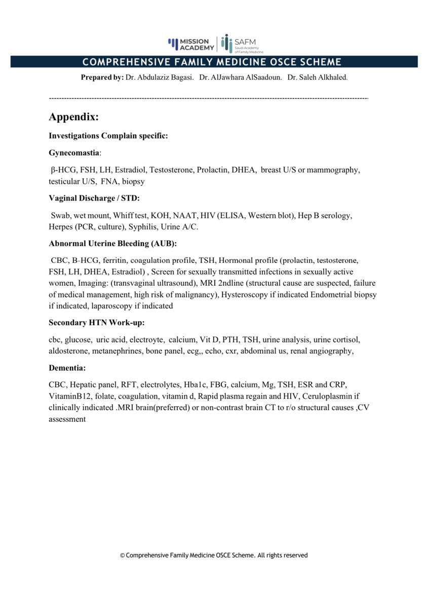 Comprehensive Family Medicine OSCE Scheme