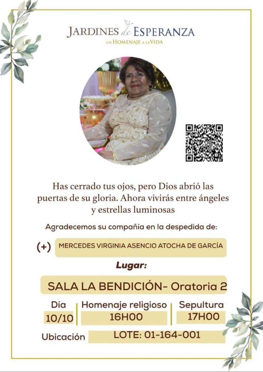 🕊️ El <a href="/IpiapEcuador/">IPIAP - Ecuador 🇪🇨</a> expresa su más sentido pésame a nuestro compañero David García por el fallecimiento de su madre.

Acompañamos a su familia en este difícil momento, deseándoles fortaleza y consuelo.