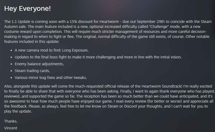 Looks like Heartworm got a big update, and now I have two new achievements to get. Going to be streaming either tonight or tomorrow to grab them on Rumble. 

 Thanks, <a href="/adinolfi/">Vincent // HEARTWORM 📸 AVAILABLE NOW 📺</a>, for adding new stuff to the game!

Channel link: rumble.com/c/Mave12ickGam…