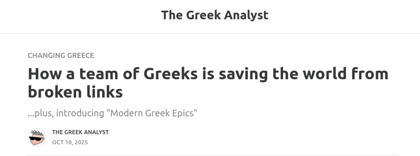 linksentry's tweet photo. We are so incredibly honored that @GreekAnalyst covered @linksentry and the need for link auditing on his Substack!

Join us in protecting one of humanity's greatest inventions, the world wide web! https://t.co/saBbmnL3rX
