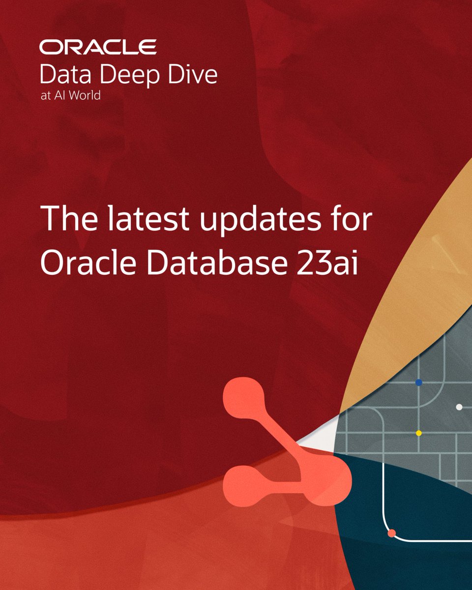 OracleDatabase's tweet image. Oracle Data Deep Dive at #AIWorld is bringing you the latest innovations in Oracle Database 23ai, including GenAI, Vector Search, and machine learning features to help you create and deploy AI-driven applications in your enterprise. See the sessions at social.ora.cl/6018AWO4C
