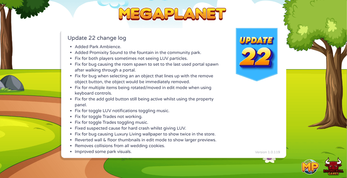 RagingBullGames's tweet photo. Bug fixes & Park upgrades arrive in MegaPlanet in update 22!
https://t.co/DDMX9DWiuw
#megaplanet #gamedev #virtualworld #WIP https://t.co/FG6jwEa949
