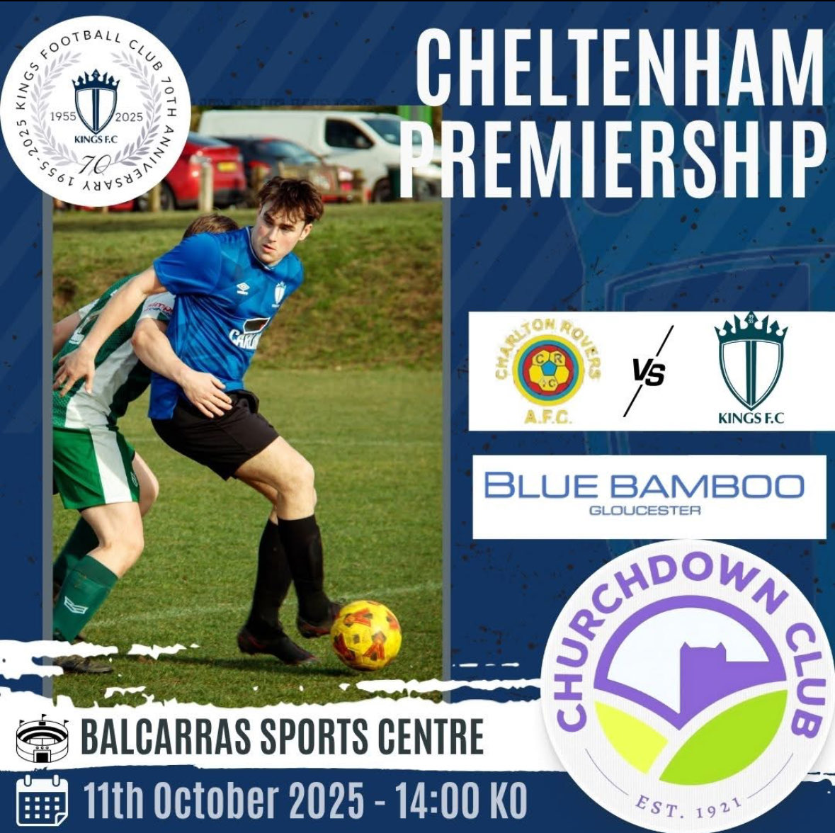 🔥 MATCHDAY POST 🔥
📅 Saturday 11th October
🆚 Charton Rovers vs Kings FC
📍 Balcarras Sports Centre, GL53 8QF
🕑 14:00 Kick-off

Kings FC are back in action for their second league fixture of the season and looking to build on last week’s strong second-half performance.
