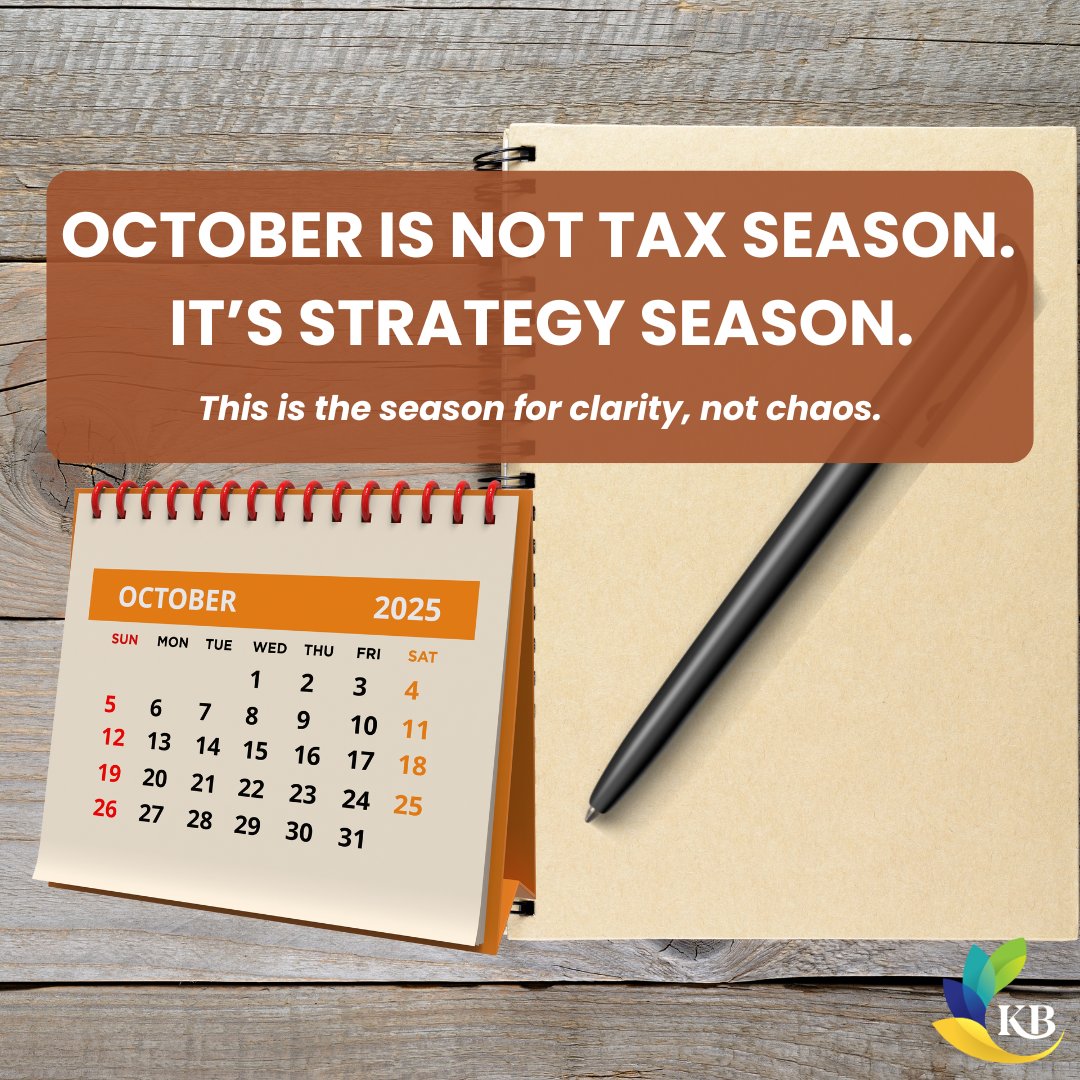 KBTaxDevisers's tweet photo. For most business owners, it’s the season of “I’ll deal with that later.”

This month is where clarity can begin—not with pressure, but with presence.

You’ve built something meaningful. Let’s protect it with intention.

#RealTalkFinance #FoundersInFlow #BusinessWithGrace https://t.co/1o2aWZsX9E