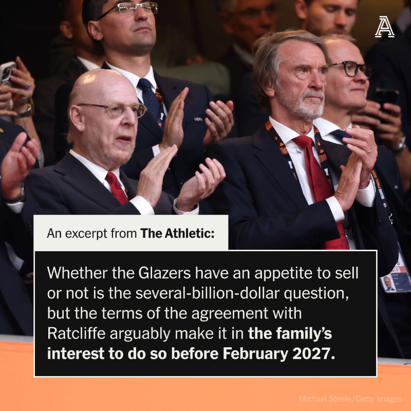 TheAthleticFC's tweet photo. Explaining the latest on the Manchester United ownership:

📱 How a tweet sparked speculation
❓ What are ‘drag-along’ rights?
🧐 Why could Glazers be tempted to sell?
💷 How much could the club cost?

✍️ @lauriewhitwell, @Dan_Sheldon_, @CWeatherspoon_, @mjcritchley
