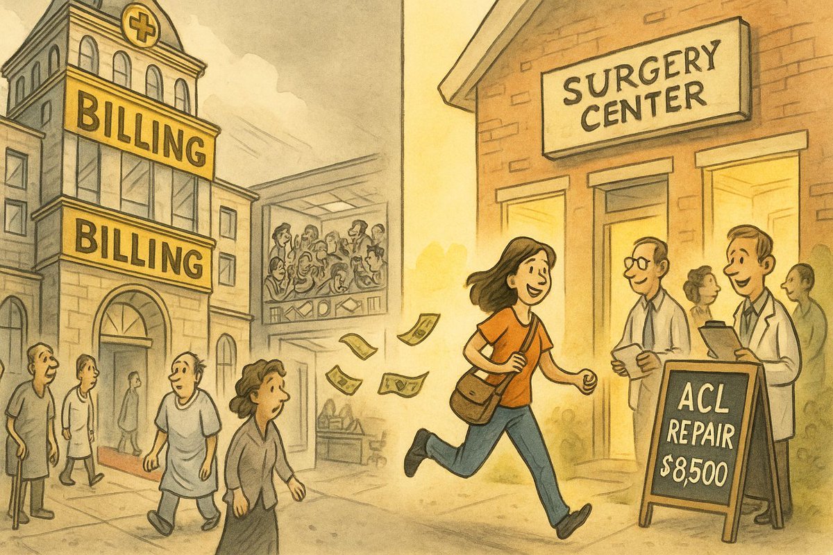DutchRojas's tweet image. There once was a health system tall and grand,
The fanciest building in all the land.

With gleaming floors and doctors galore,
But something was missing—what a bore!

No prices posted anywhere at all,
Not in the lobby, not down the hall.

“How much for this?” asked Sally…