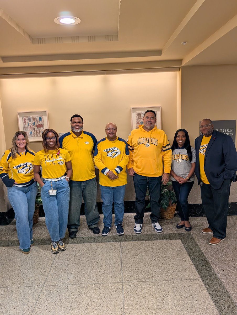 MetroCircuit's tweet image. What a way to start the season 🎊. Congrats to the @PredsNHL on their home opener win! The Circuit Court Clerk’s Office is behind you all the way — here’s to a season full of energy, teamwork, and victory! 💛💙 #Smashville #ServiceIntegrityExperienceInnovation
