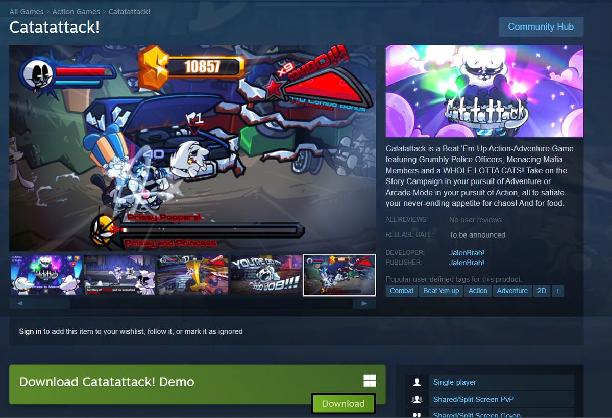 CatatattackGame's tweet image. Catatattack&apos;s Demo is now available to download on Steam for everyone who wants to keep their games in the same place!

We&apos;ll be hard at work soon with even more exciting things in store! Can&apos;t wait to show everyone what&apos;s cooking!
#gamedev #indiedev #indiegame