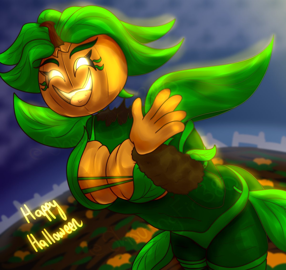 ShoutingFir380's tweet photo. Made a quick lil something, @RealDarioxus's OC Patches was too good NOT to use for a Halloween piece :>

#art #ocart #digitalart #happyhalloween #pumpkin #pumpkinoc #pumpkintiddies #originalcharacter https://t.co/sredm3CxLU