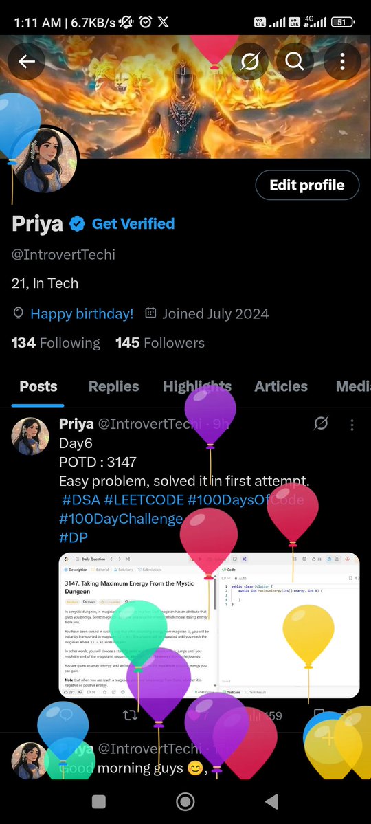 IntrovertTechi's tweet image. It&apos;s Balloon Day❤️

Thanks X.