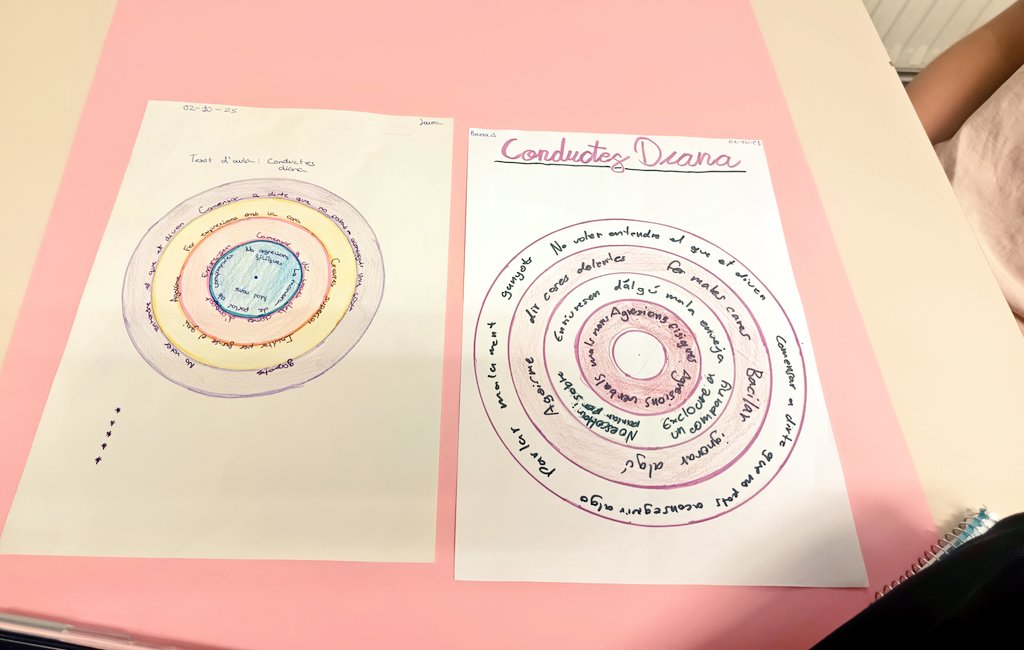 LaiarSolc's tweet image. Els alumnes de 1r d’ESO hem començat a fer la &quot;diana de convivència* 🌿🎯
Reflexionem sobre què no ens ajuda com a grup, en diferents espais i moments.
Primer pas d’una dinàmica que continuarà en el temps✨ #Convivència #Benestar #1ESO  #tutoria @EscolaSolc