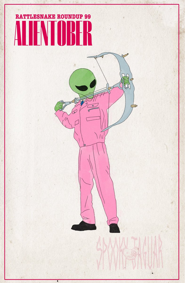 spooky_rusty's tweet image. Day 10 #Alientober: To an alien I’m an alien. Rattlesnake Roundup 99—a new #LiminalHorror TTRPG adventure out soon. #Inktober