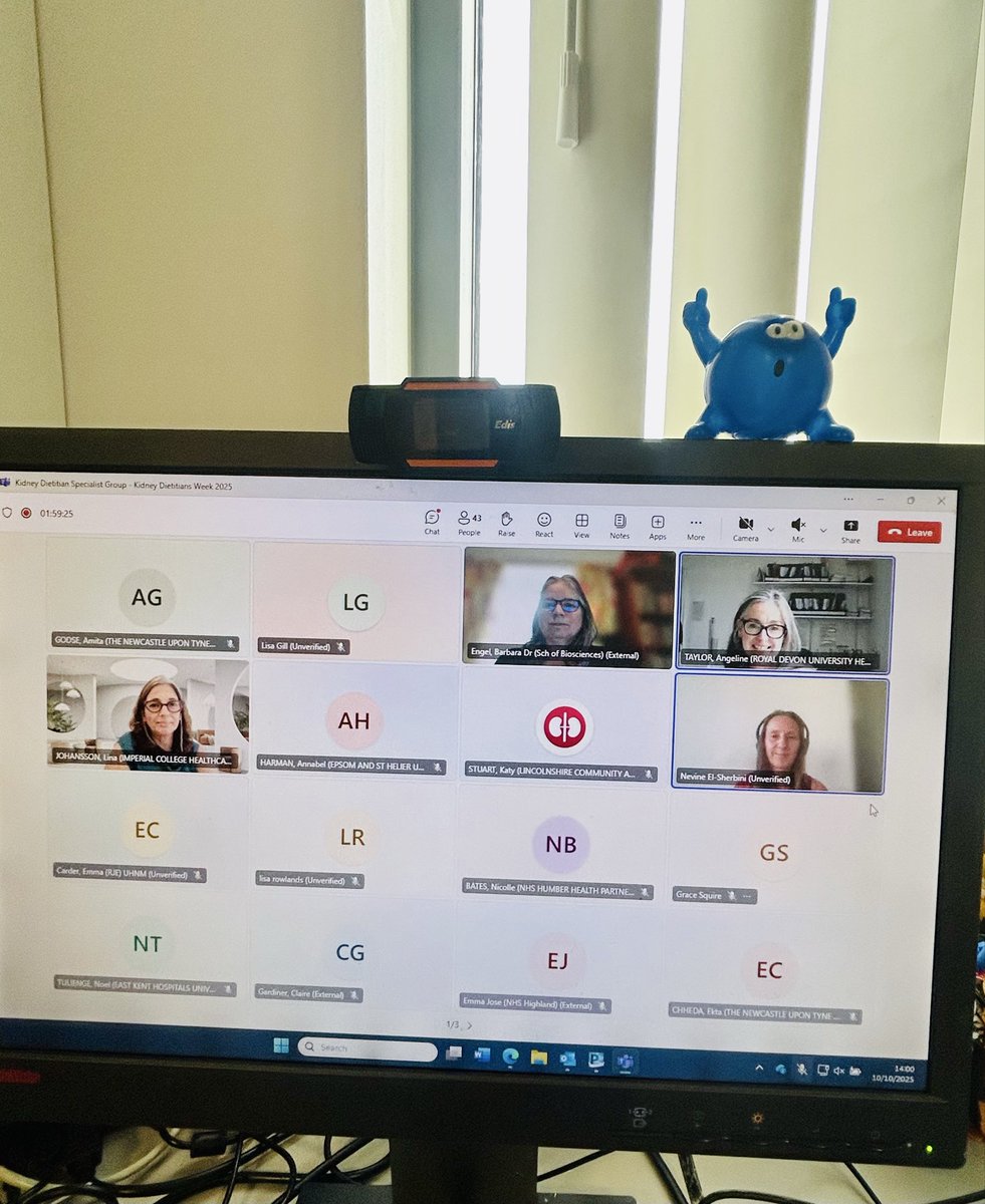 I was so engrossed in listening that forgot to take pictures till the end. I was in awe with all the information just like that blue figure on my computer 😲👍. “Use of AI in dietetic practice ” brilliant webinar. <a href="/bda_kidney/">BDA Kidney Dietitian Specialist Group</a> #kidneydietitiansweek.