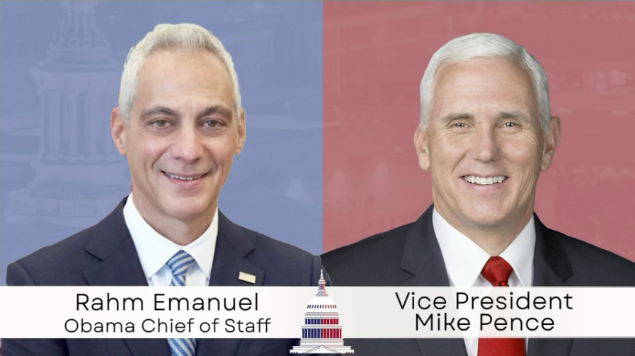 cspan's tweet image. Watch now on C-SPAN: Premiere episode of &quot;Ceasefire&quot; -- with @RahmEmanuel and @Mike_Pence hosted by @DashaBurns -- bridging the political divide.