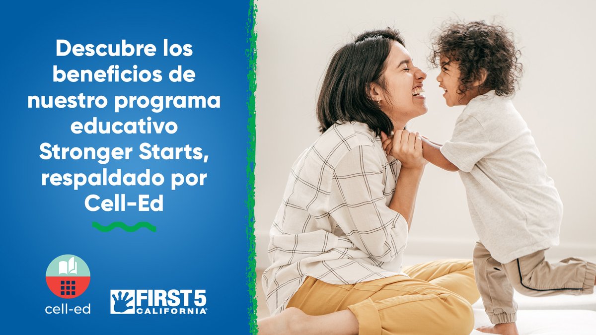 ¿Has escuchado sobre nuestro programa educativo gratis Stronger Starts, respaldado por Cell-Ed? Ofrece consejos, lecciones y otros tipos de apoyo para la crianza de los niños. ¿Quieres descubrir todas las maneras en que puedes beneficiarte? Visita bit.ly/3VZ1Q6H