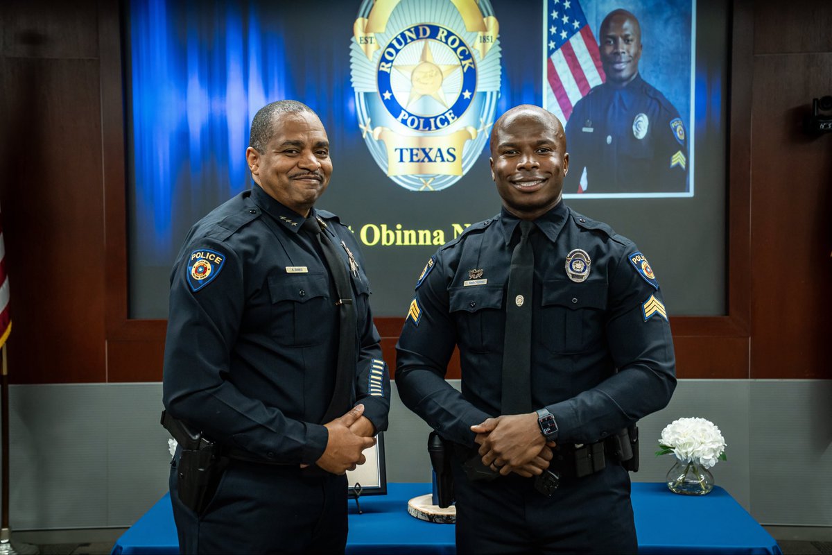 roundrockpolice's tweet photo. Today we celebrated the promotion of Obi Nwachukwu to the rank of Sergeant!🎉

Please join us in congratulating him on this well-deserved achievement. We look forward to the impact he’ll continue making as a leader in our department and our community.

#RoundRock #Police #LawEnforcement #Promotion #Sergeant