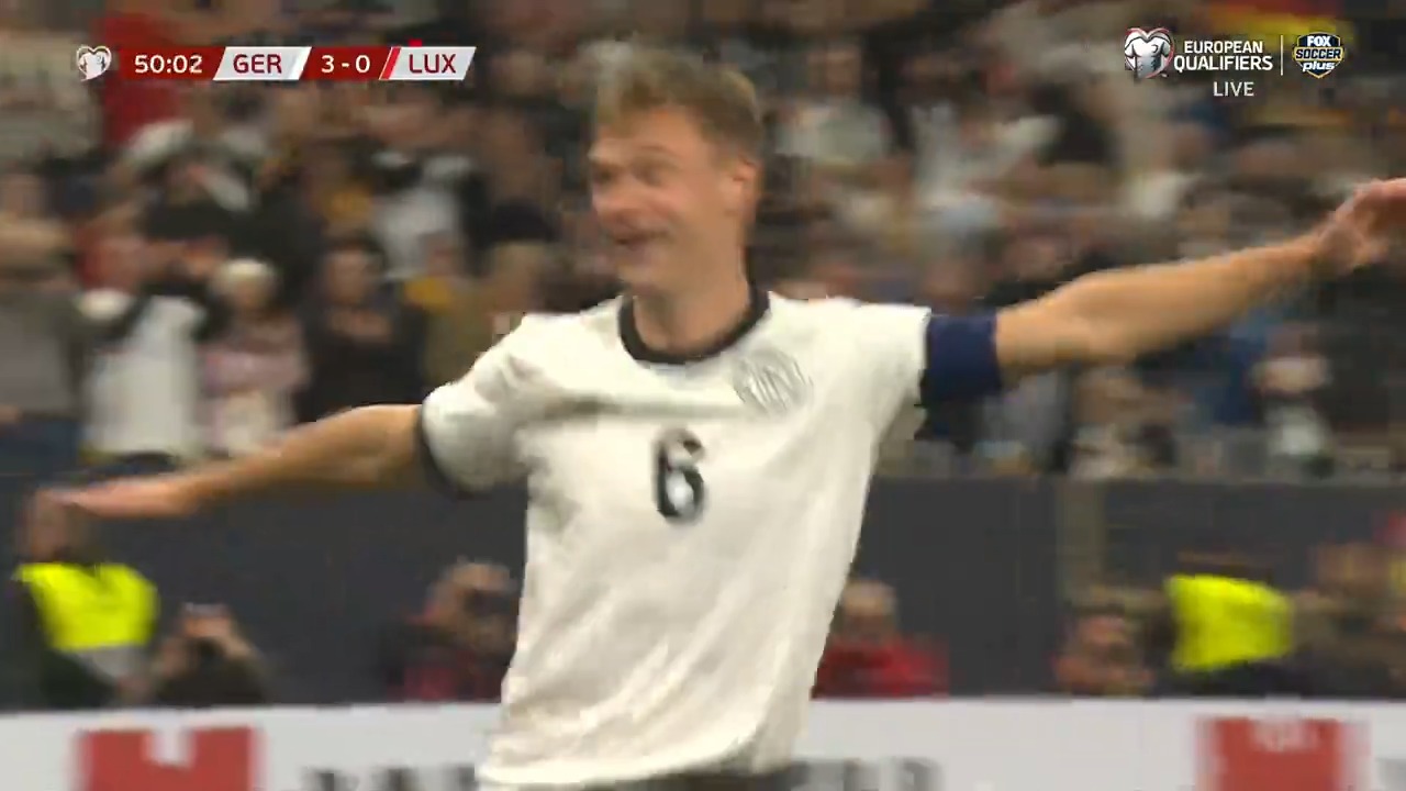 The ball bounces around in the box and Joshua Kimmich pounces on it to extend the German lead 🇩🇪