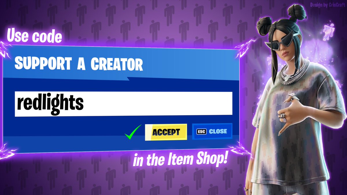I am pleased to announce that I now have my own Support-A-Creator code!

Consider using code REDLIGHTS for your next item shop purchase❤️#ad 

All SAC payments will go towards future giveaways and gifts to give back to all of you!

Big thankyou to <a href="/CrisCraft1304/">CrisCraft</a> for the graphic!