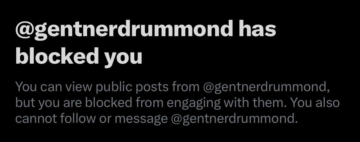 TheCalvinCooli1's tweet image. 🚨🚨🚨🚨🚨 Breaking News 🚨🚨🚨🚨🚨

Oklahoma AG and Candidate for Governor Gentner Drummond has now blocked my X account

Why is a candidate for Governor of Oklahoma blocking Oklahoma citizens on X who ask him questions?

What does this tell you?

His account is @gentnerdrummond