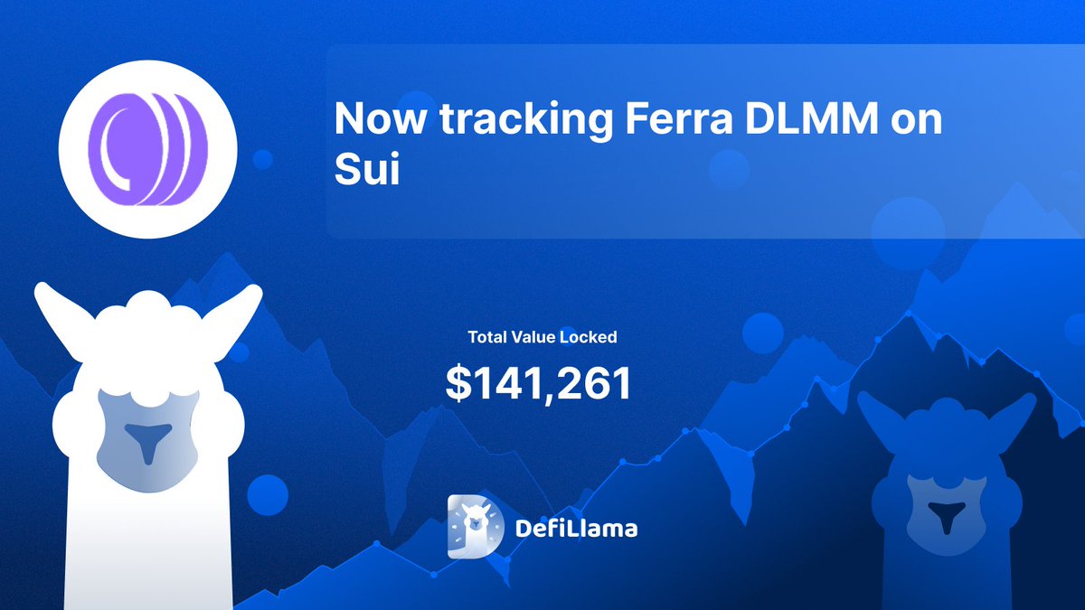 DeFi Llama 宣布在 Sui 上追踪 Ferra DLMM 的图片，TVL 为 $141,261