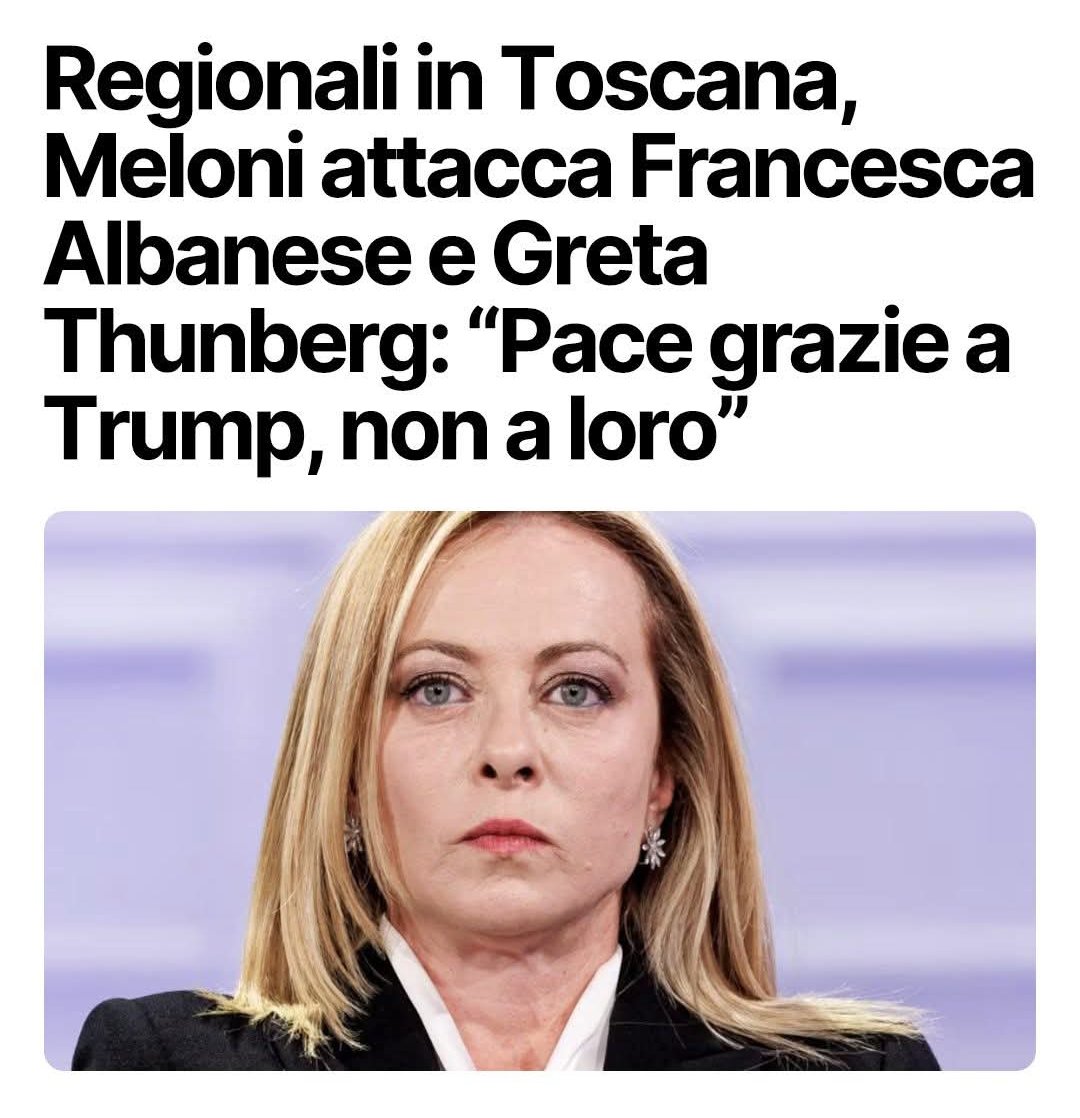 MichelaMeloni1's tweet image. Il prossimo Nobel per la pace lo darei alla Meloni. 
È sempre così pacifica, docile, non dice mai balle, non è ricattabile, non urla, è sempre sorridente, non lecca mai il culo all&apos;America ma soprattutto perché è mamma, donna e cristiana.