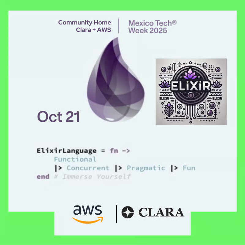 manuelrabade's tweet photo. Lunes 20: Python CDMX @pythonmexico 🐍 https://t.co/vqRNTHV8eJ

Martes 21: Elixir MX @ElixirLangMx 💜 https://t.co/HG1Xgqb7X1

Miércoles 22: AWS Embajadoras Cloud y AWS UG Ajolotes en la nube ☁️  https://t.co/upYBf7EZHO

4/6 https://t.co/1Cg5CbdiTC