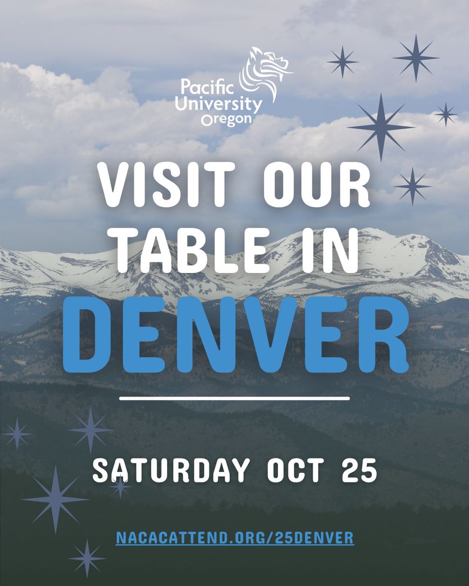 📍 Denver NACAC College Fair
🗓 Saturday, October 25 from 1:00 PM - 4:00 PM 
📍 University of Colorado - Indoor Practice Facility, 2150 Colorado Ave, Boulder, CO 80309 
✅ Free • Bring a friend • Sign up → nacacattend.org/25Denver 

#pacificuniversity #pacificu #pacu #goboxers
